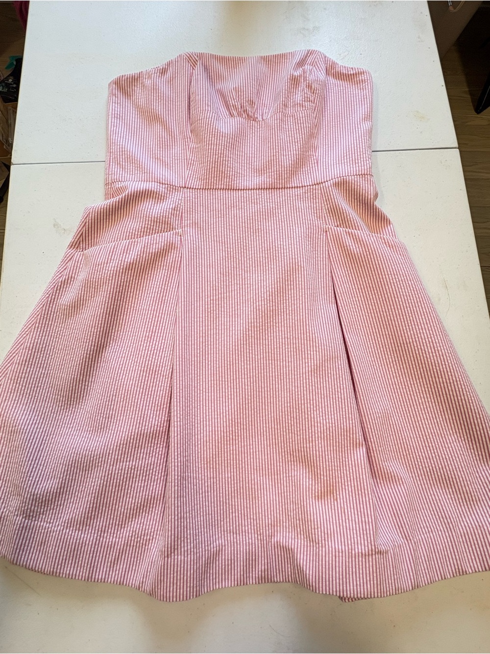 Lilly Pulitzer Pink & White Seersucker Strapless Dress Size 10